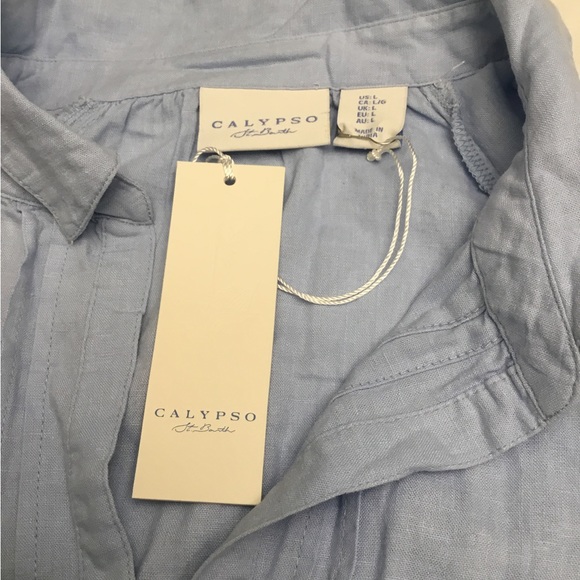 Calypso St. Barth Light Blue Button-Down Midi Dress - Picture 8 of 13